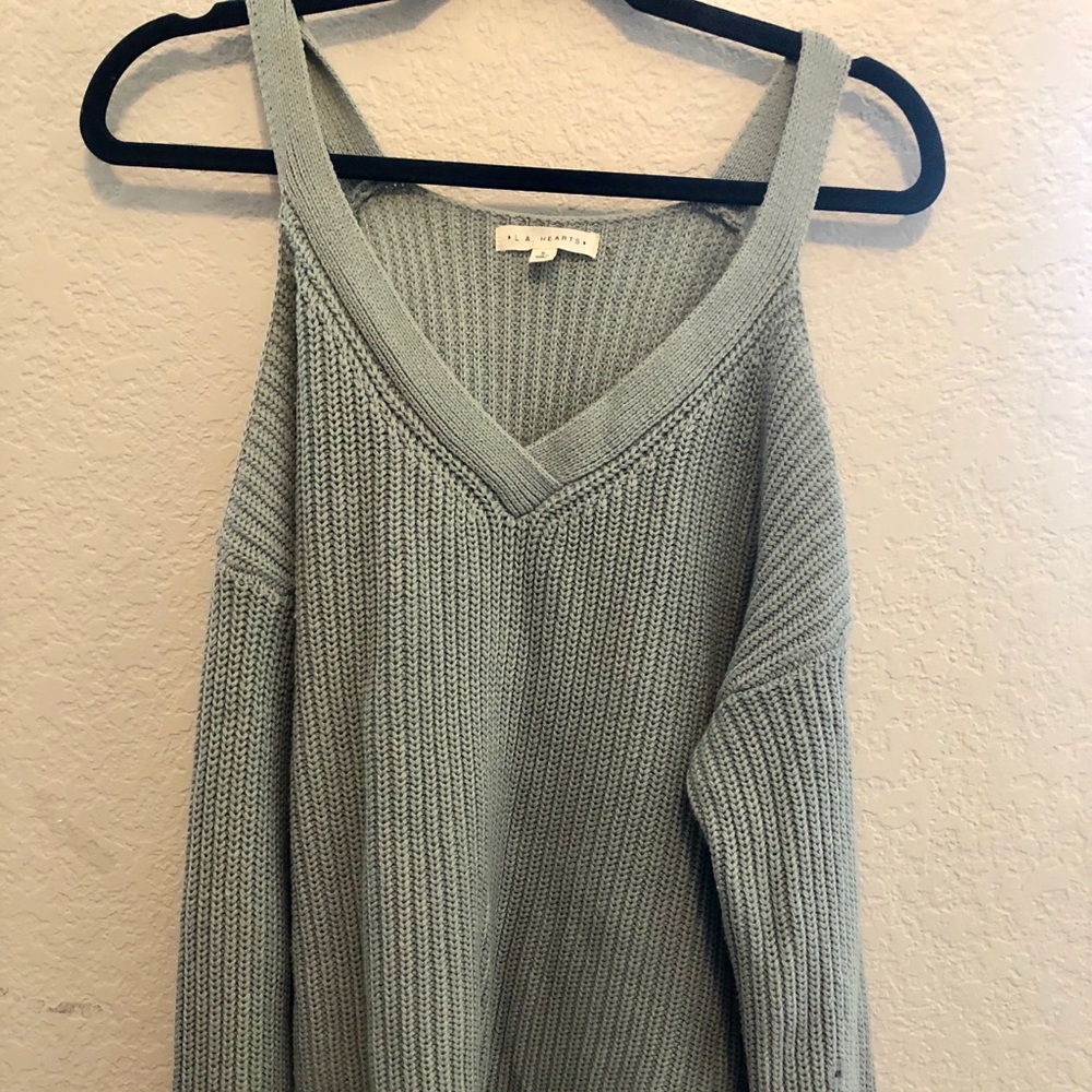 Light blue open shoulder sweater from PacSun!